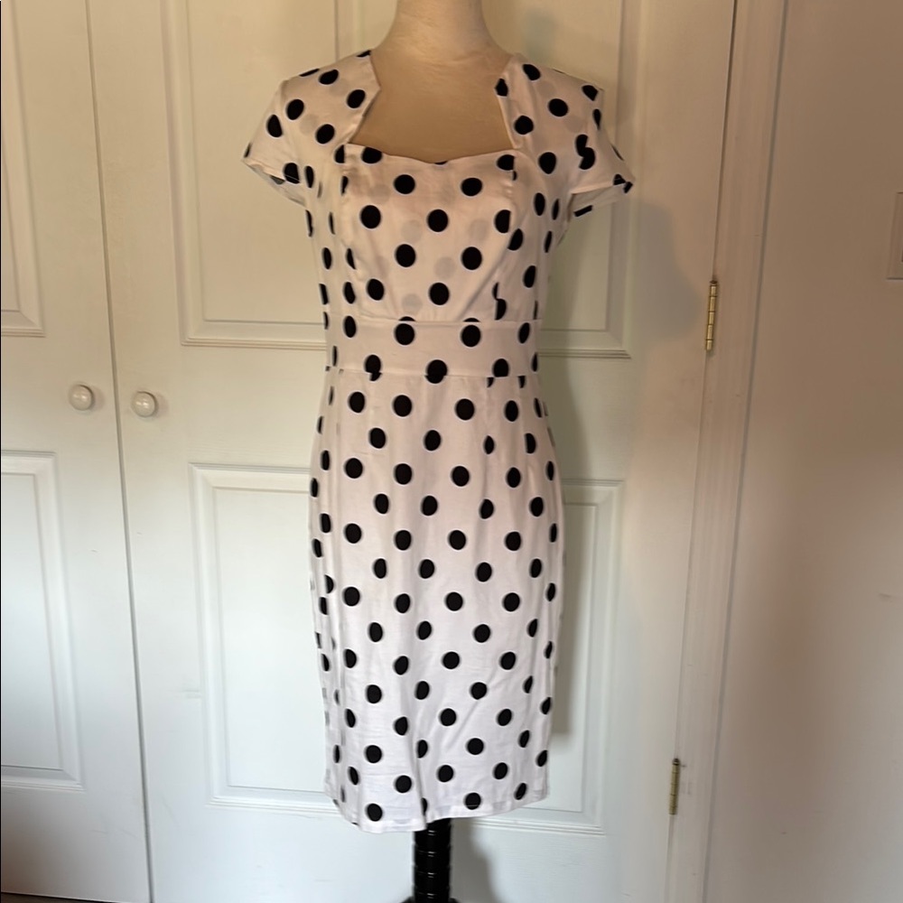 Grace Karin Black and White Polka Dot Midi Dress Disney Bound or the office.